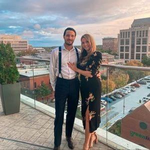 Puff sleeved floral dress with slit